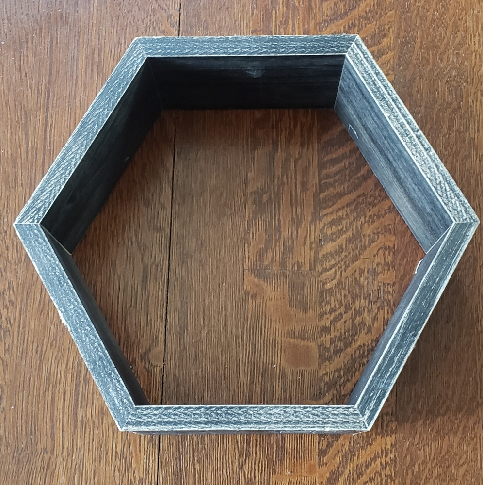 Distressed dark gray wood hexagon wall accent - Picture 3 of 4